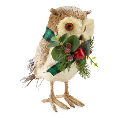 North Pole Trading Co. Woodland Retreat 8.25" Sisal Owl Christmas Tabletop Decor