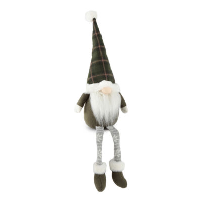 North Pole Trading Co. Woodland Retreat 25" Sitting Plaid Hat Gnome
