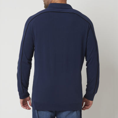 Shaquille O'Neal XLG Big and Tall Mens Regular Fit Long Sleeve Polo Shirt