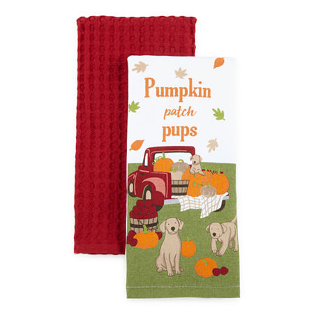 Homewear Harvest Pumpkin Patch Pups 2-pc. Kitchen Towel, One Size , Red