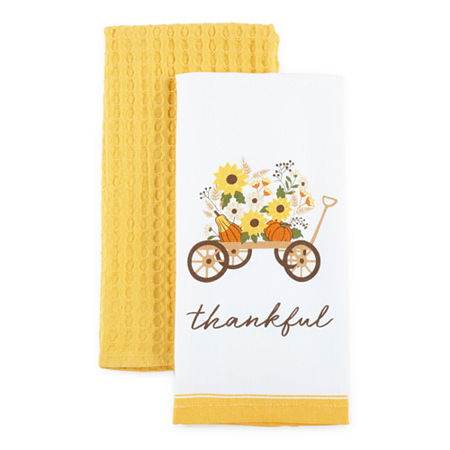 Homewear Harvest Thankful Fall Wagon 2-pc. Kitchen Towel, One Size , Yellow