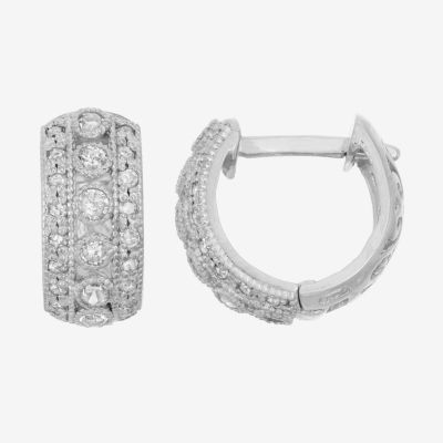 Womens 1/3 CT. T.W. Natural White Diamond 10K Gold 10.6mm Hoop Earrings