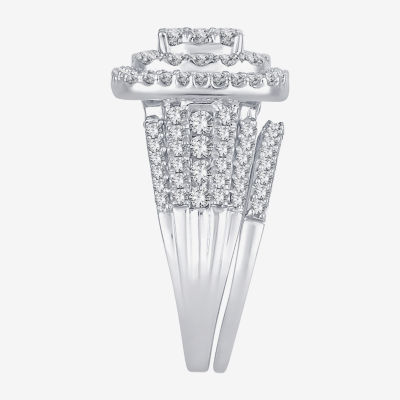 Womens CT. T.W. Natural Diamond 10K White Gold Cushion Bridal Set