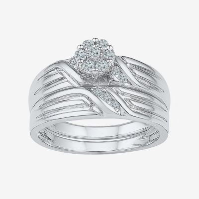 Womens 1/4 CT.T.W. Natural Diamond Sterling Silver Bridal Set