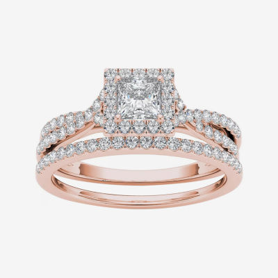 1 CT.T.W. Natural Diamond 10K Rose Gold Bridal Ring Set