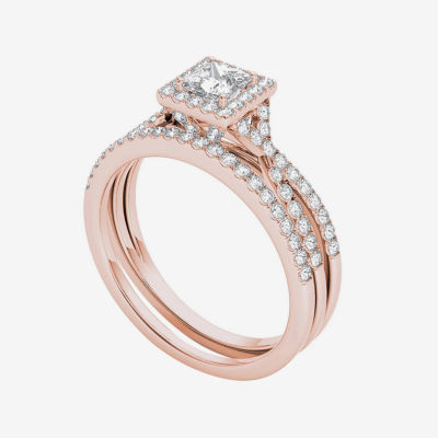 1 CT.T.W. Natural Diamond 10K Rose Gold Bridal Ring Set