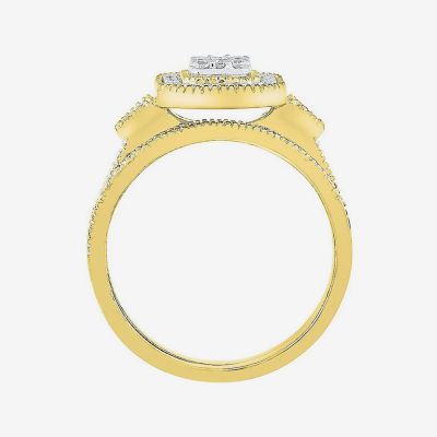 Womens CT. T.W. Natural White Diamond 10K Gold Cushion Bridal Set