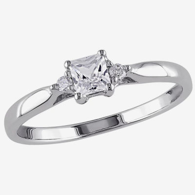 Lab-Created White Sapphire & Diamond-Accent Engagement Ring 