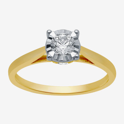 H-I / I1) Womens 1/ CT. Lab Grown White Diamond 10K Gold Round Solitaire Engagement Ring