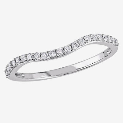 1/4 CT. T.W. Natural White Diamond 14K Gold Curved Wedding Band