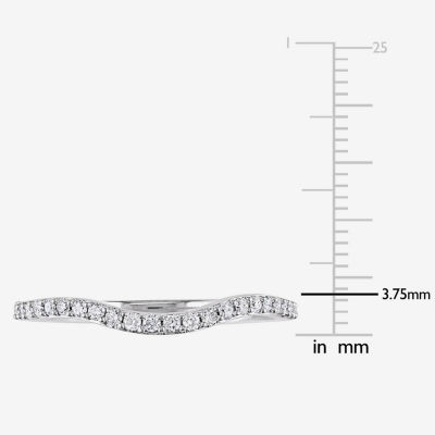 1/4 CT. T.W. Natural White Diamond 14K Gold Curved Wedding Band