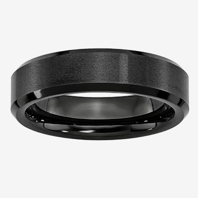 Mens 6mm Black Ceramic Wedding Band