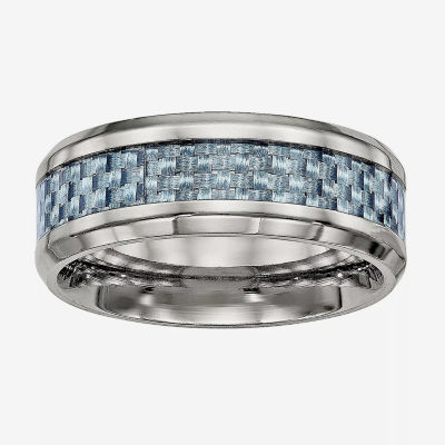 Mens Titanium & Blue Carbon Fiber Inlay Wedding Band JCPenney