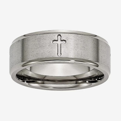 8MM Titanium Cross Wedding Band