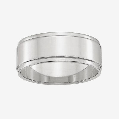 Mens 8MM Sterling Silver Wedding Band