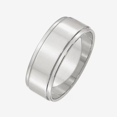 Mens 8MM Sterling Silver Wedding Band