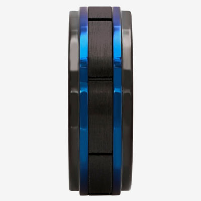 Blue Line 8MM Tungsten Wedding Band