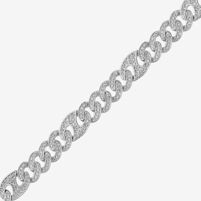 2 CT. T.W. Mined White Diamond 10K Gold 8 1/2 Inch Solid Cuban Chain Bracelet