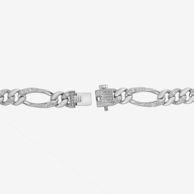 2 CT. T.W. Natural White Diamond 10K Gold 8 1/2 Inch Solid Cuban Chain Bracelet
