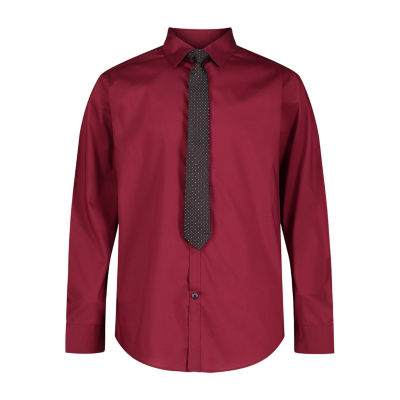 Van Heusen Boys Point Collar Long Sleeve Shirt + Tie Set