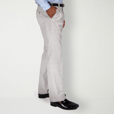 Steve Harvey Mens Windowpane Classic Fit Pleated Front Suit Pants