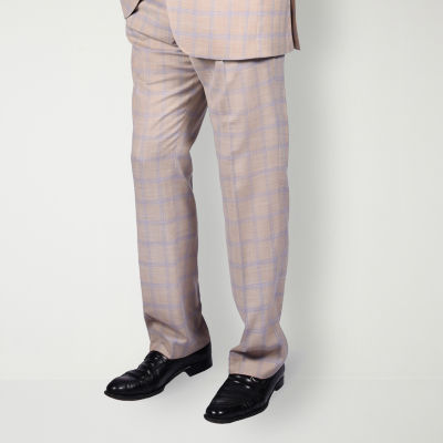Steve Harvey Mens Plaid Stretch Fabric Classic Fit Pleated Front Suit Pant