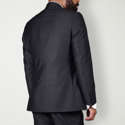 Steve Harvey Mens Classic Fit Black Shantung Suit Jacket