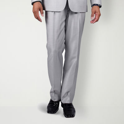 Steve Harvey Mens Classic Fit Bone Gray Shantung Suit Pants