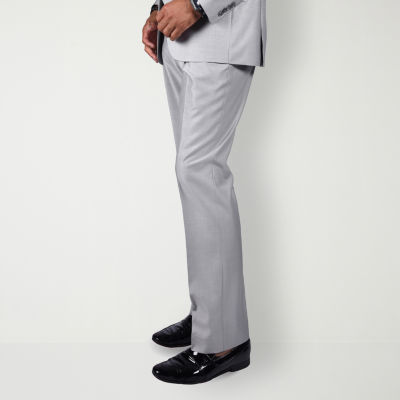 Steve Harvey Mens Classic Fit Bone Gray Shantung Suit Pants