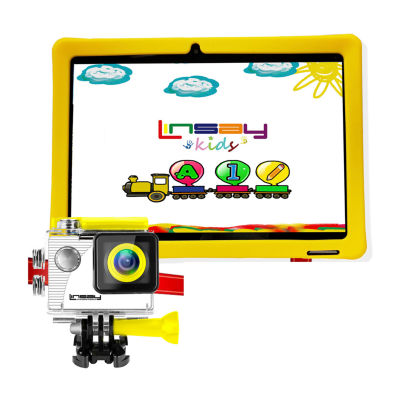 Linsay 10.1" 32GB Storage Android 12 Tablet With Kids Case And Action Cam