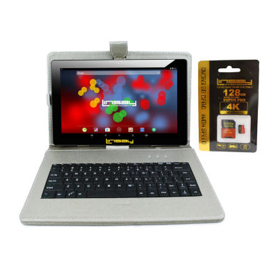 Linsay 10.1" 32GB Storage Android 12 Tablet With Silver Key And 128GB Micro SD"
