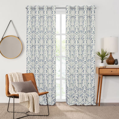 Fieldcrest Heritage Davina Vine Floral Grommet Top Energy Saving 100% Blackout Single Curtain Panel