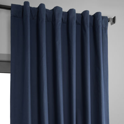 Exclusive Fabrics & Furnishing Solid 100% Cotton Energy Saving Blackout Rod Pocket Back Tab Single Curtain Panel