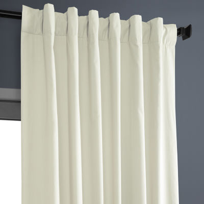 Exclusive Fabrics & Furnishing Solid 100% Cotton Rod Pocket Back Tab Energy Saving 100% Blackout Single Curtain Panel