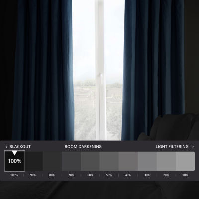 Exclusive Fabrics & Furnishing Solid 100% Cotton Rod Pocket Back Tab Energy Saving Blackout Single Curtain Panel