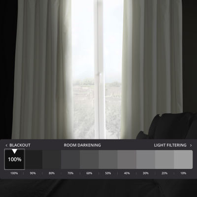 Exclusive Fabrics & Furnishing Solid 100% Cotton Rod Pocket Back Tab Energy Saving 100% Blackout Single Curtain Panel
