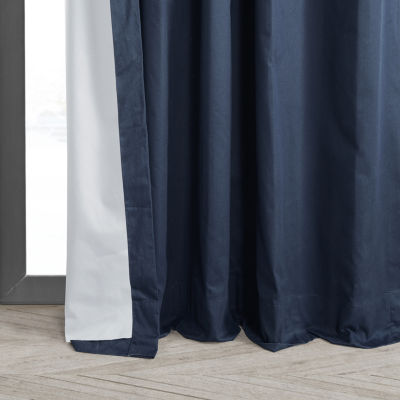 Exclusive Fabrics & Furnishing Solid 100% Cotton Energy Saving Blackout Rod Pocket Back Tab Single Curtain Panel