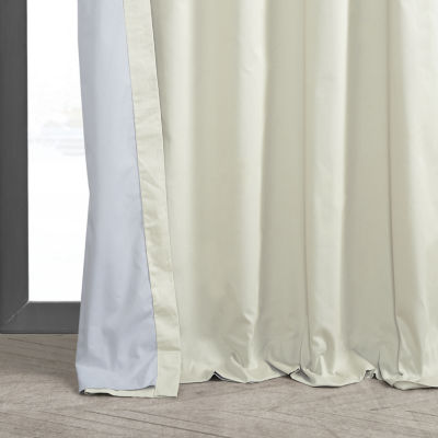 Exclusive Fabrics & Furnishing Solid 100% Cotton Rod Pocket Back Tab Energy Saving 100% Blackout Single Curtain Panel