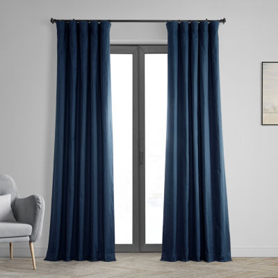 Exclusive Fabrics & Furnishing Solid 100% Cotton Energy Saving Blackout Rod Pocket Back Tab Single Curtain Panel