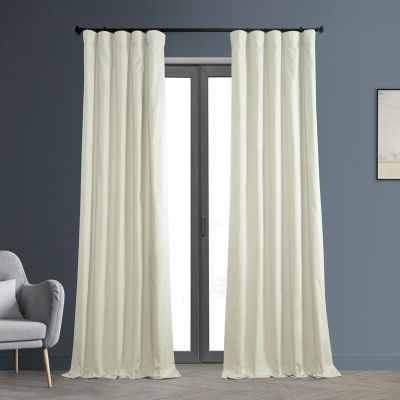 Exclusive Fabrics & Furnishing Solid 100% Cotton Rod Pocket Back Tab Energy Saving 100% Blackout Single Curtain Panel