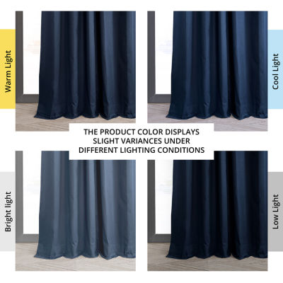 Exclusive Fabrics & Furnishing Solid 100% Cotton Energy Saving Blackout Rod Pocket Back Tab Single Curtain Panel