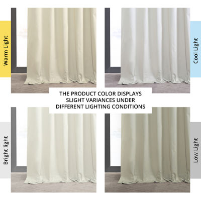 Exclusive Fabrics & Furnishing Solid 100% Cotton Rod Pocket Back Tab Energy Saving 100% Blackout Single Curtain Panel