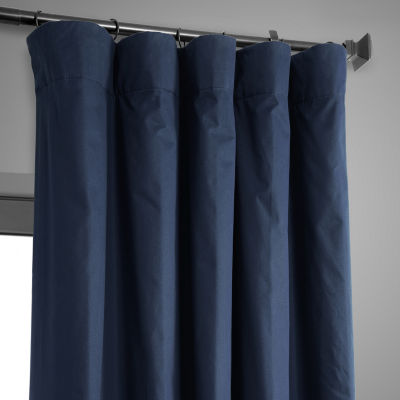 Exclusive Fabrics & Furnishing Solid 100% Cotton Energy Saving Blackout Rod Pocket Back Tab Single Curtain Panel