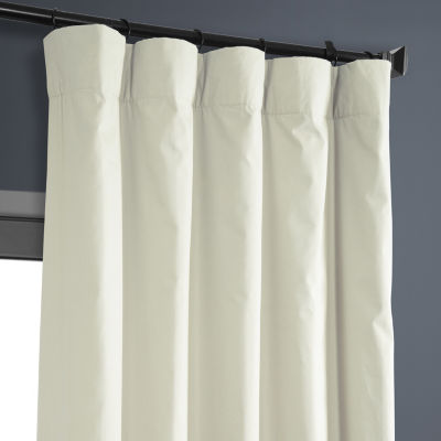 Exclusive Fabrics & Furnishing Solid 100% Cotton Rod Pocket Back Tab Energy Saving 100% Blackout Single Curtain Panel