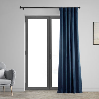 Exclusive Fabrics & Furnishing Solid 100% Cotton Energy Saving Blackout Rod Pocket Back Tab Single Curtain Panel