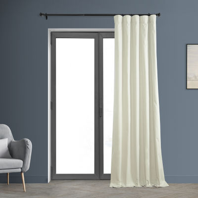 Exclusive Fabrics & Furnishing Solid 100% Cotton Rod Pocket Back Tab Energy Saving 100% Blackout Single Curtain Panel