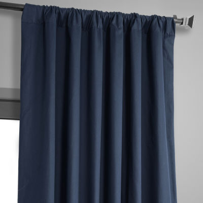 Exclusive Fabrics & Furnishing Solid 100% Cotton Energy Saving Blackout Rod Pocket Back Tab Single Curtain Panel