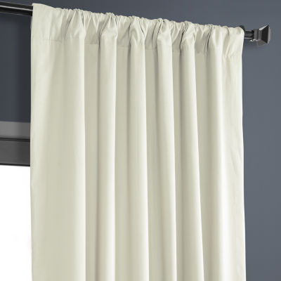 Exclusive Fabrics & Furnishing Solid 100% Cotton Rod Pocket Back Tab Energy Saving 100% Blackout Single Curtain Panel