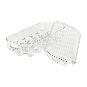 2 Pcs Plastic Refrigerator Egg Trays, with Cover Deviled Egg Tray