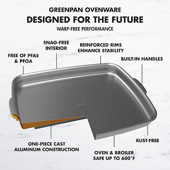 GreenPan Premiere Ovenware Ceramic Nonstick Rectangular Pan 13x9 with Lid Gray